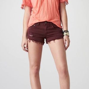 American Eagle Distressed Maroon Shorts